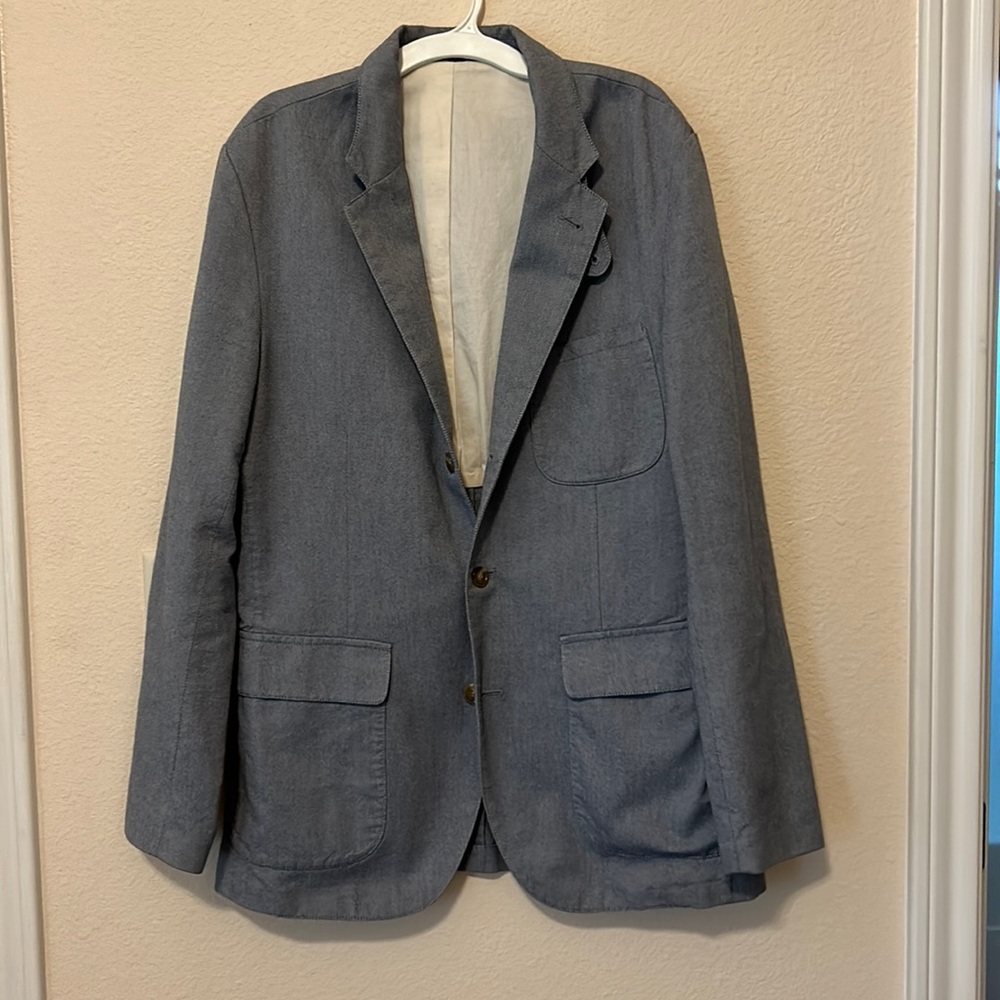 Vintage JCrew Carpini Italian Blue Oxford Cotton Blazer Small